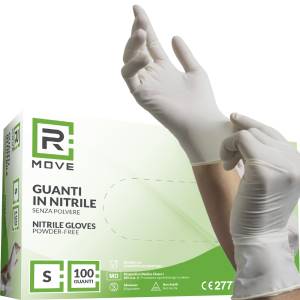 RMove 1Conf. da 100pz Tg.S - Guanti Nitrile Bianco Uso Medico Senza Polvere