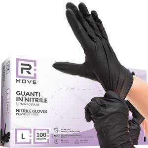 RMove 1Conf. da 100pz Tg. L - Guanti Nitrile Nero uso Medico Senza Polvere