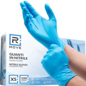 RMove 1Conf. da 100pz Tg.XS - Guanti Nitrile Blu uso Medico Senza Polvere