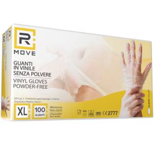 RMove 1Conf. da 100pz Tg.XL - Guanti Vinyl Clear Uso Medico Senza Polvere