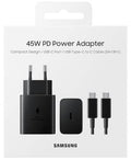 Samsung Caricatore 45W EP-T4511 FC2 USB-C +Cavo1.8m USB-C Black