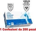 1Conf. da 200pz - Taglia M - Guanti in Nitrile Uso Medico Senza Polvere