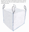 Big Bag bianco in polipropilene intrecciato 85 × 85 × 85 cm con quattro anelli angolari