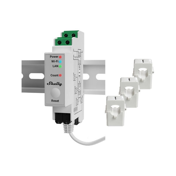 Shelly Pro 3EM 120A v2 – misuratore di energia trifase con LAN